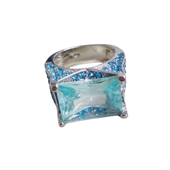 Aquamarine Art Deco Silver Ring - Picture 1 of 6